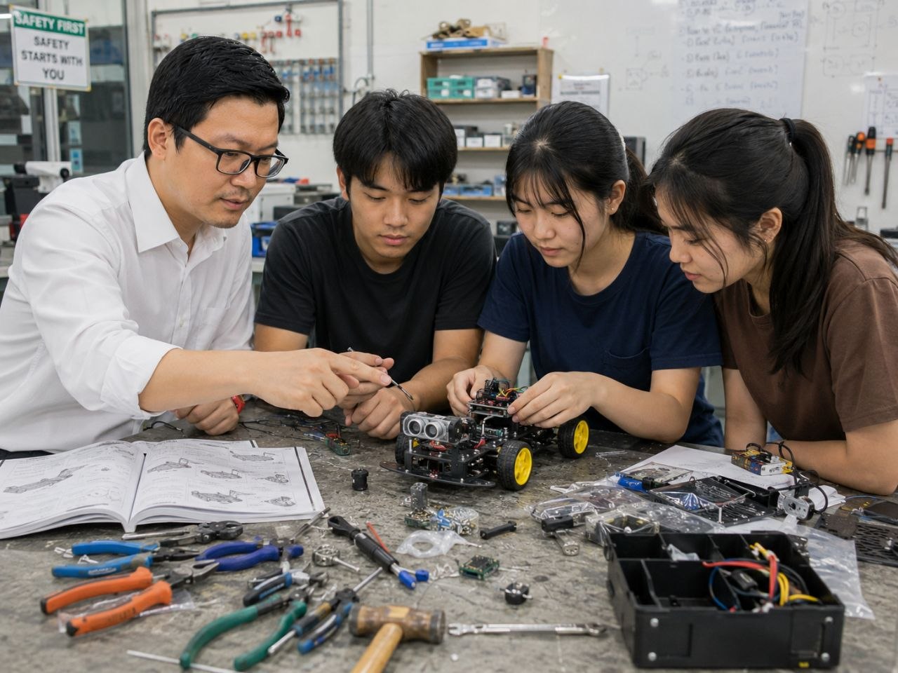 ทีมทำงาน electronics workshop และช่วยสอน Arduino กับผู้เรียน