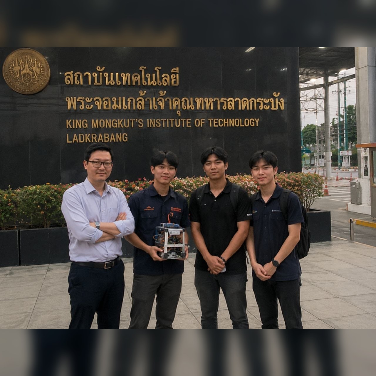 ทีมโปรเจคถ่ายภาพหน้า King Mongkut’s Institute of Technology Ladkrabang