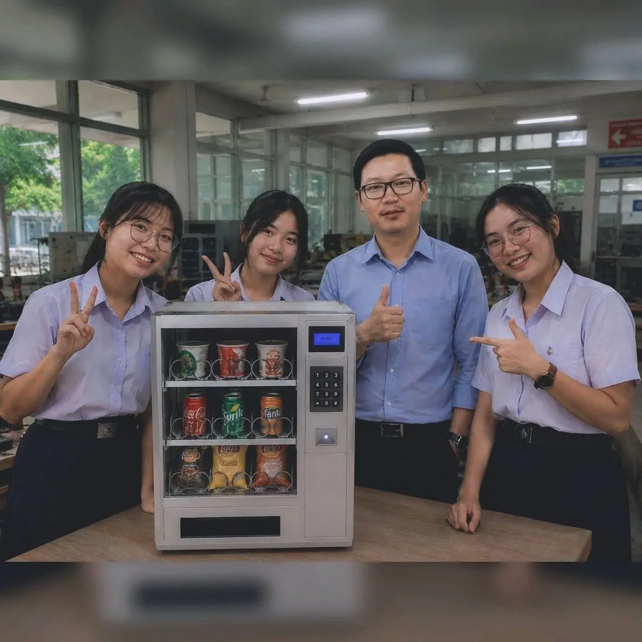 ตู้ขายสินค้าอัตโนมัติพร้อม keypad จอแสดงผล และระบบจ่ายสินค้า